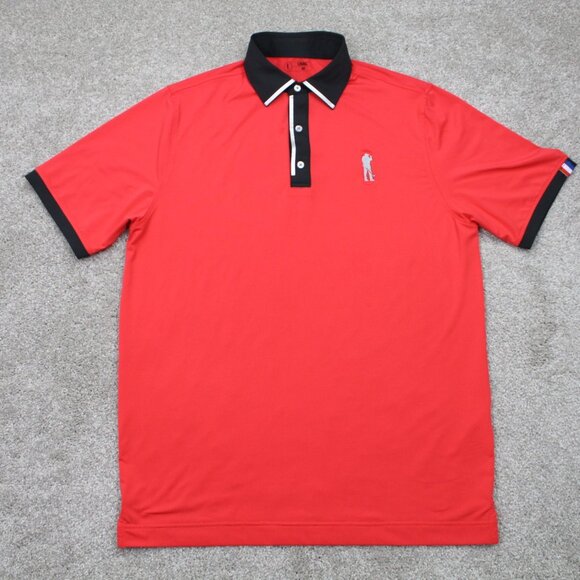 USAG You Suck at Golf Polo Shirt Mens Medium Red Short Sleeve Stretch Pullover - Picture 1 of 12